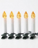 50 Warm White LED Static Flame White Christmas Candles With Clips | 4m