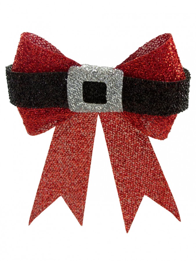 Red PVC Bow With Santa Belt & Buckle Design - 24cm