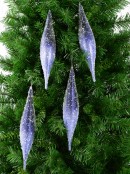 Blue With Frost Look Pine Cone Shape Baubles  Hanging Decorations - 4 x 33cm