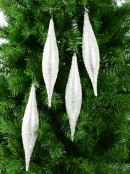 Silver With Frost Look Pine Cone Shape Bauble Hanging Decorations - 4 x 33cm