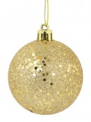 Gold Metallic Sequins & Glitter Coated Christmas Baubles - 12 x 60mm