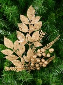 Champagne Glitter Mixed Foliage With Pinecone & Berries Christmas Pick - 28cm