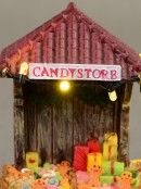 Illuminated Christmas Lolly Treats Street Market Stall Scene - 11cm