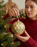 2x Dynamic Gold Grand Diamond Textured Glitter Ball Bauble | 15cm