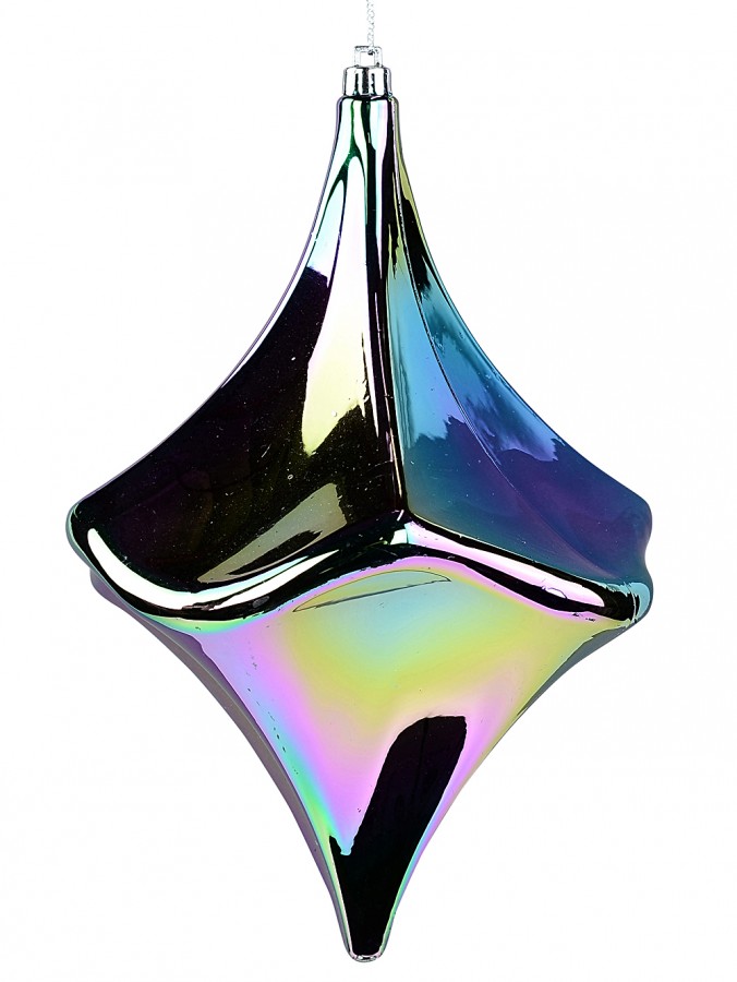 22cm Metallic Rainbow-Like Iridescent Diamond Finial Hanging Ornament