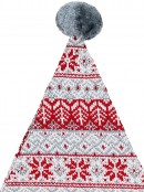 Grey, White & Red Knitted Sweater Look Santa Hat & Antlers - One Size Fits Most