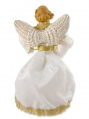 White & Gold Decorative Angel With Cream Wings - 25cm