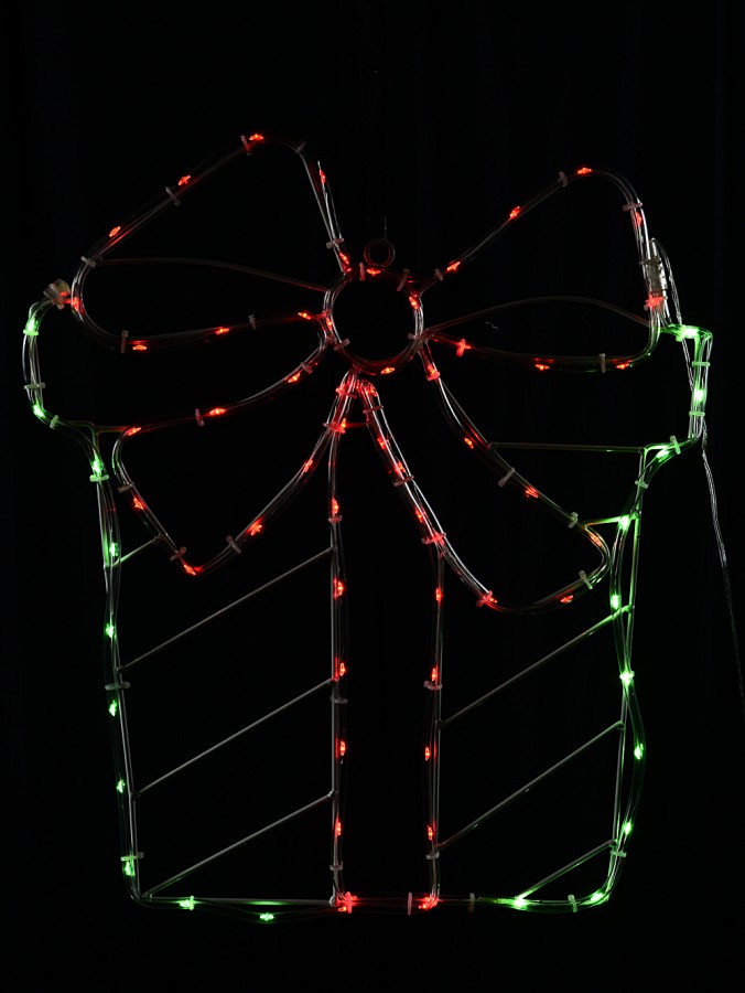 48cm Outdoor Christmas Present & Bow LED Noodle Rope Light Motif