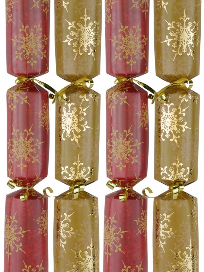 Red & Gold With Snowflakes Pattern Christmas Cracker Bon Bons - 12 x 29cm