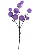 Pastel Lavender Flocked Bauble Spray Pick With Plum Purple Branches | 52cm