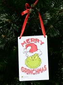 Merry Grinchmas Metal Christmas Hanging Sign Plaque - 15cm