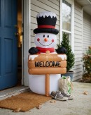 1.5m Snowman & Welcome Signpost | LED Outdoor Inflatable