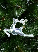 Iridescent Leaping Reindeer Bull Christmas Tree Hanging Decoration - 14cm