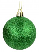 Red, Green & Gold Glittered Baubles 12 x 60mm