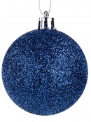 Blue Assorted Glitter, Matte & Metallic Christmas Bauble Decorations - 6 x 60mm