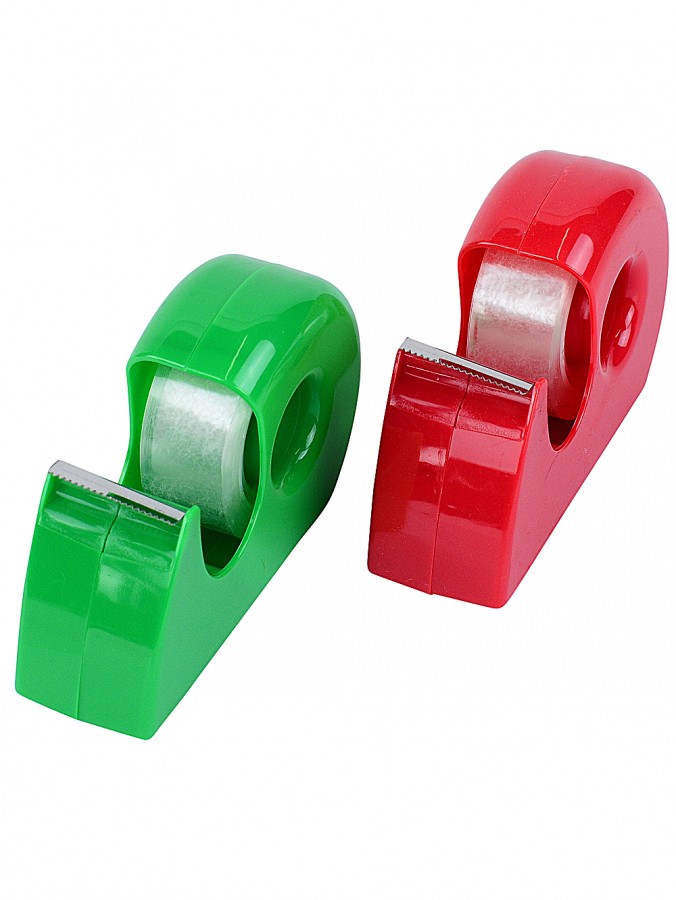Assorted 20m Clear Sticky Tape With Red Or Green Dispenser