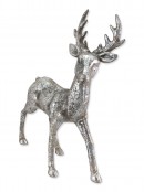  Standing Silver Antique Look Young Ornamental Reindeer - 23cm