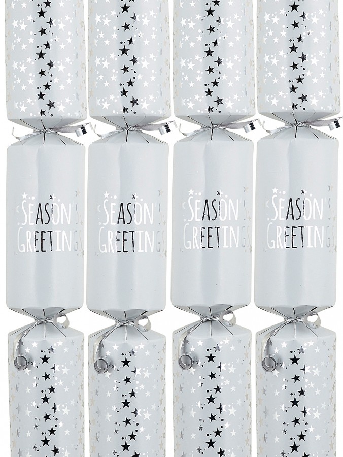 50x Season's Greetings Stars On White Christmas Bon Bons (Crackers) | 30cm