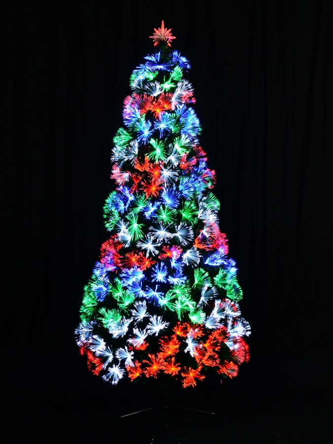 Fibre Optic Christmas Tree in Red, Green, Blue & White - 1.8m
