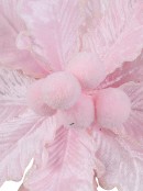 28cm Light Pink Textured & Glitter Edging Poinsettia Christmas Tree Clip Pick