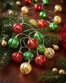 24 Warm White LED With Red, Green & Gold Whirlpool Baubles | 3.4m