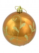 Shiny & Matt Copper Baubles With Gold Glittered Pattern - 6 x 80mm