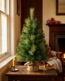 65cm Balsam Pine & Fir Needle Tabletop Tree | 104 Tips & Burlap Base
