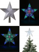 Multi Colour LED Illuminated 3D Star Tree Topper Ornament - 22cm