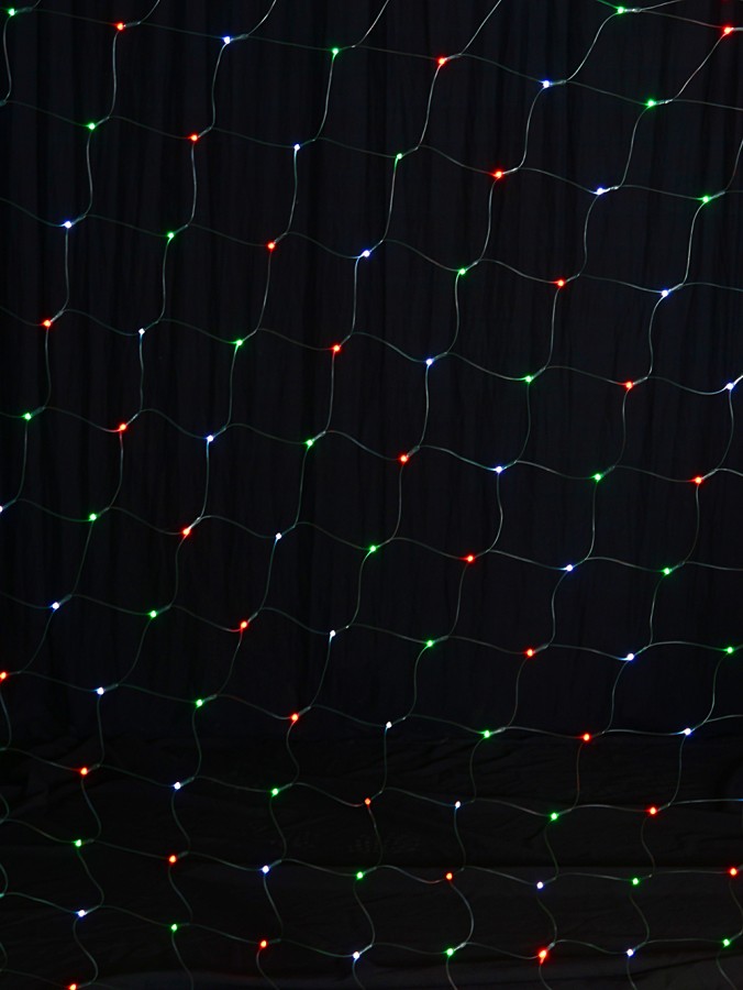 1024 Multi Colour LED Hybrid Solar & Electric Net Lights With Timer | 4m x 4m