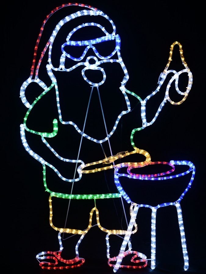1m Cheers! Santa BBQ Cooking With Red, White, Green & Blue LED Light Display