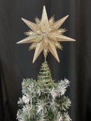 33cm Champagne & Gold Glitter Star Christmas Tree Top Decoration