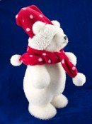 Flocked Styrofoam Furry Standing Bear Ornament - 34cm