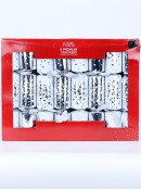 Shiny Silver & White With Stars Pattern Christmas Bon Bons - 8 x 30cm