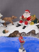 Pond Skating Christmas Scene With Santa, Reindeer & Christmas Critters - 33cm