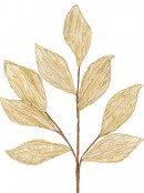 Champagne Sheer Organza Leaf Spray Stem With Pearl Embellishments | 74cm