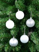 35x 60mm Silver Pearl, Matte, Glitter & Matte White Christmas Baubles
