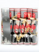 Matte Silver With Nutcracker Band Christmas Cracker Bon Bons - 12 x 25cm