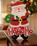 46cm Ho Ho Ho Santa Glittered Freestanding Christmas Sign Decoration