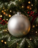 Majestic Brushed Silver Large Display Bauble | 20cm