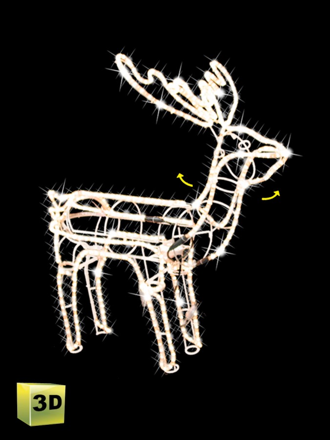 White Incandescent Rope Light 3D Standing Reindeer - 85cm