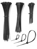 Various Size Black Nylon Cable Ties Christmas Decorations Accessory - 180 Pack