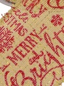 Red Font On Natural Burlap Look Fabric & Edging Christmas Ribbon - 3m