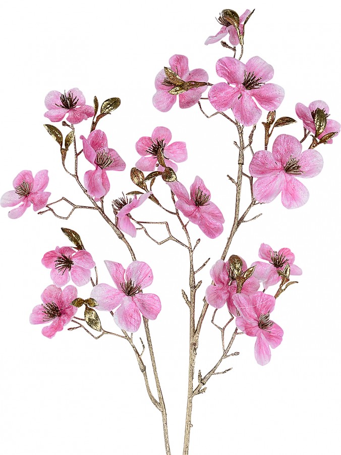 Pink Double-flowering Plum Inspired Christmas Flower Long Stem - 30cm Wide