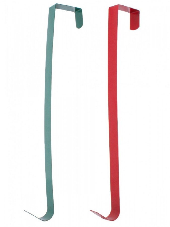 Assorted 36cm Red & Green Reusable Metal Christmas Wreath Hook