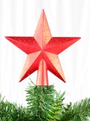 Red 3D Star With Splatter Pattern Christmas Tree Top Decoration - 20cm