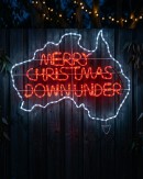 1.1m Outdoor Merry Christmas Down Under Aussie Map LED Rope Light Motif