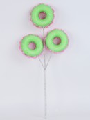 46cm Pink Tinsel Doughnuts With Iridescent Sequins Long Christmas Stem