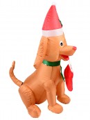 Sitting Good Puppy Dog With Stocking Christmas Inflatable Display - 1.3m