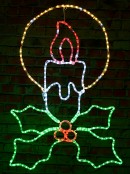 1m Candle, Glow & Holly With Red, Green & White LED Twinkle Light Display