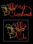 Red Merry Christmas With Holly Rope Light Silhouette - 60cm